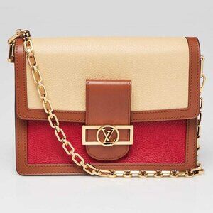 Louis Vuitton Red/Beige Leather Dauphine MM Bag